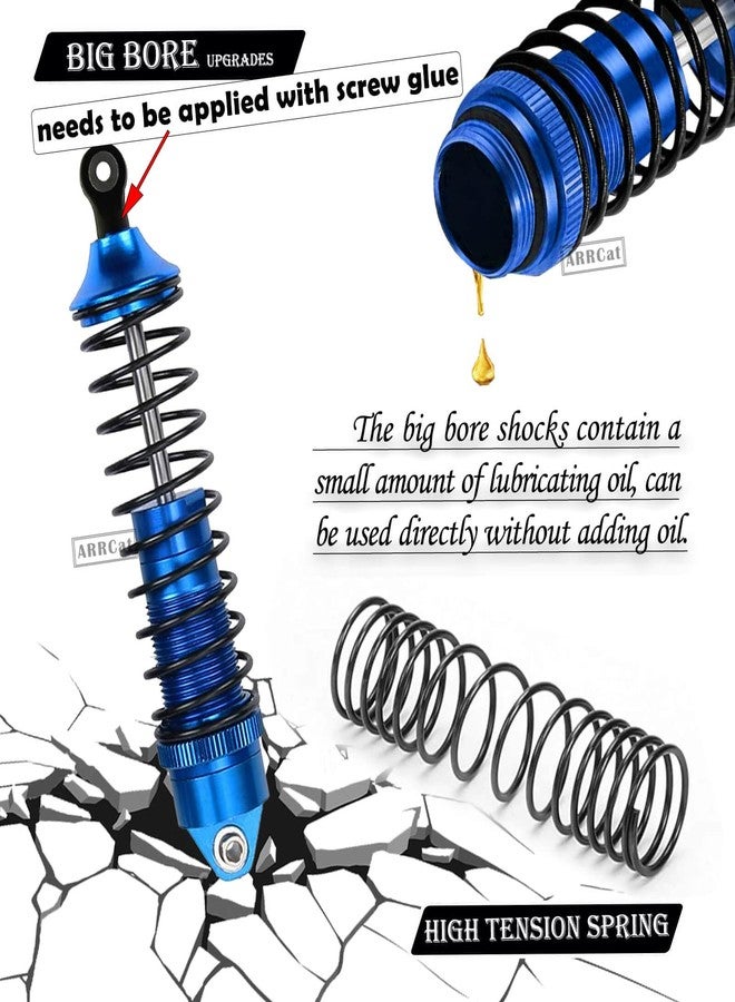 ARRCat RC Shocks Upgrades Parts for Ecx 1/10 2WD Ruckus Axe Brutus Circuit AMP MT AMP DB AMP Crush K&N Torment,4PCS Front Rear Aluminum Big Bore Shocks Full Metal Dampers Hops Up Absorbers,Navy Blue - Image 3